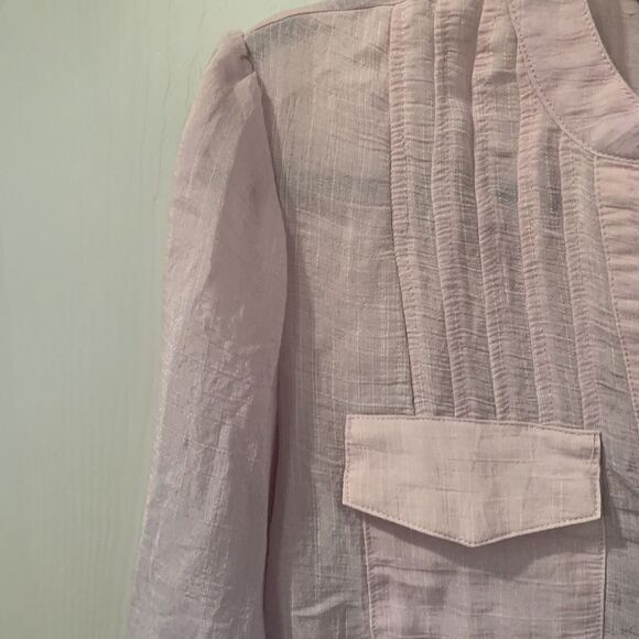 Zac‎ & Rachel Pink and Purple Ombré Blouse Size S Pockets V Neck Henley Office - Picture 4 of 11